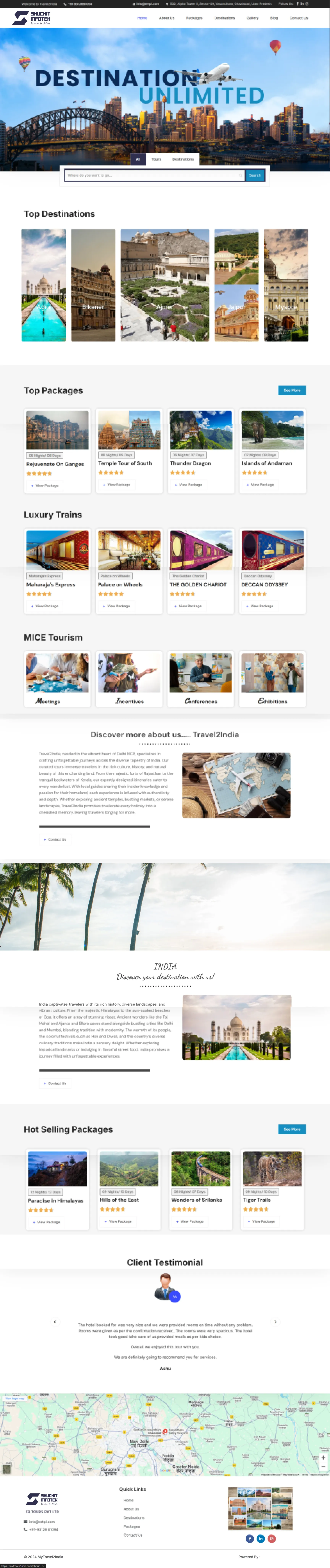 Travel and tourism e-commerce website developer portfolio